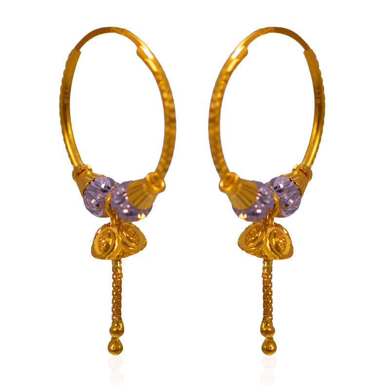 22Kt Gold Two Tone Fancy Hoops