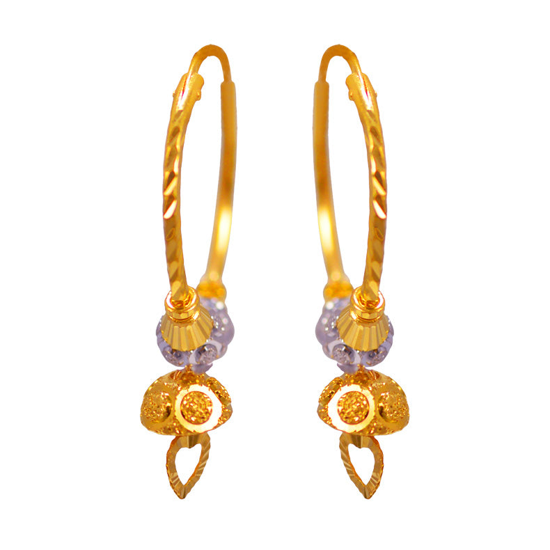22Kt Gold Two Tone Fancy Hoop Earrings