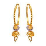22Kt Gold Two Tone Fancy Hoop Earrings