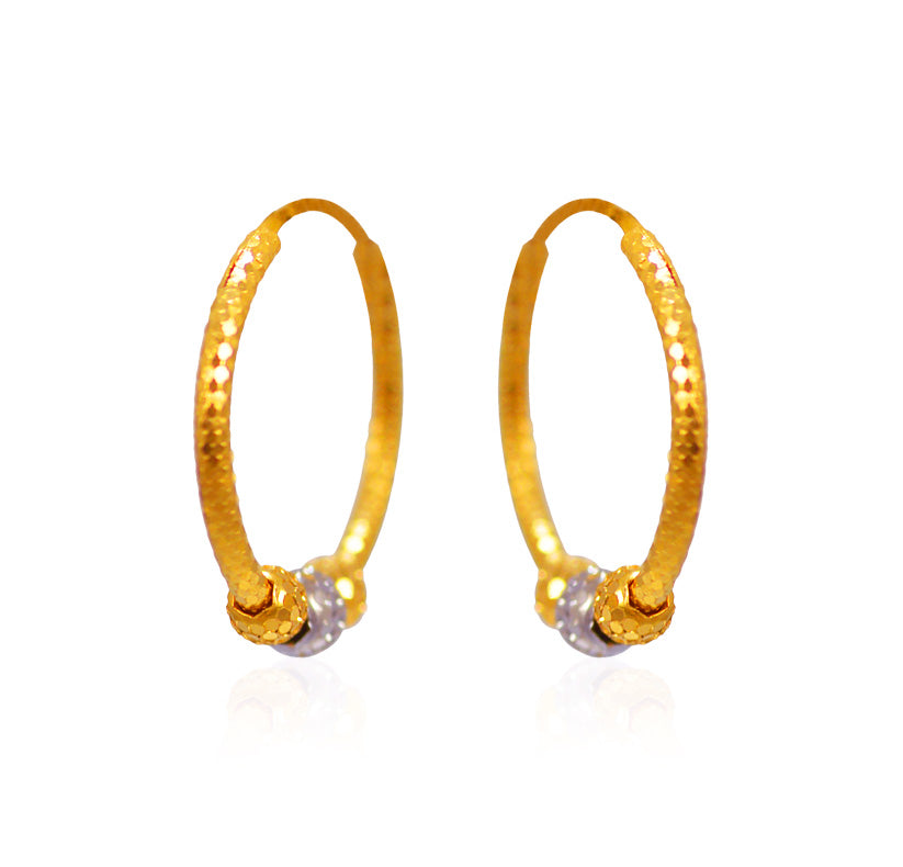 22Kt Gold Two Tone Hoop Earrings