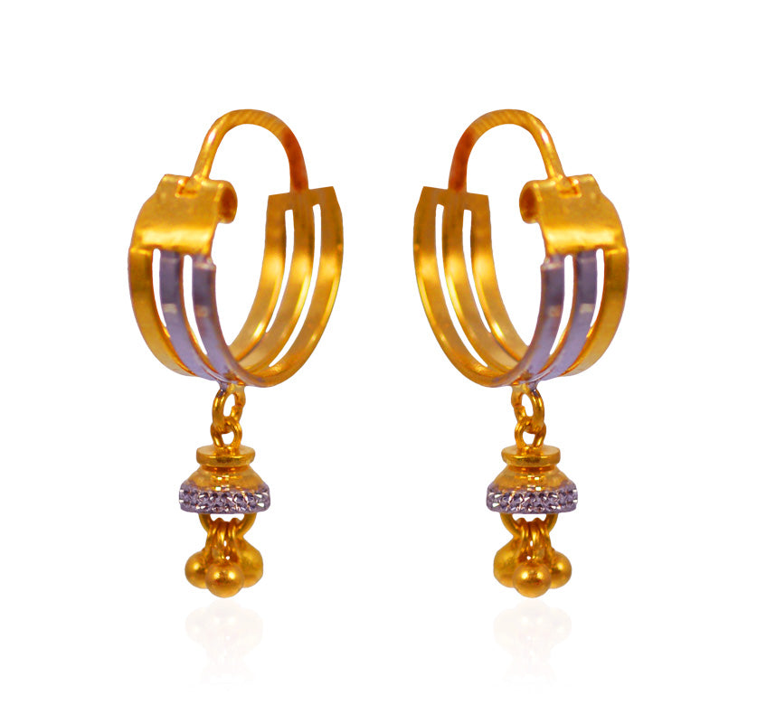 22Kt Gold Two Tone Fancy Hoop Earrings