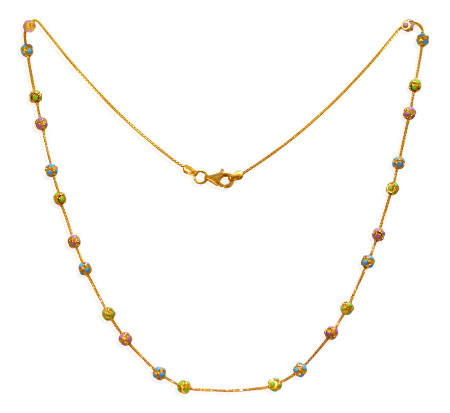 22Kt Gold Meenakari Designer Chain