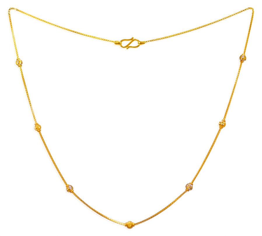 22Kt Gold Two Tone Fancy Beads Chain