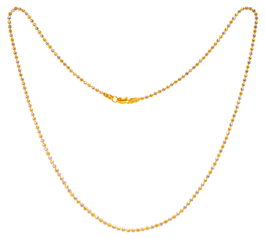 22Kt Gold Two Tone Spiral Beads Chain